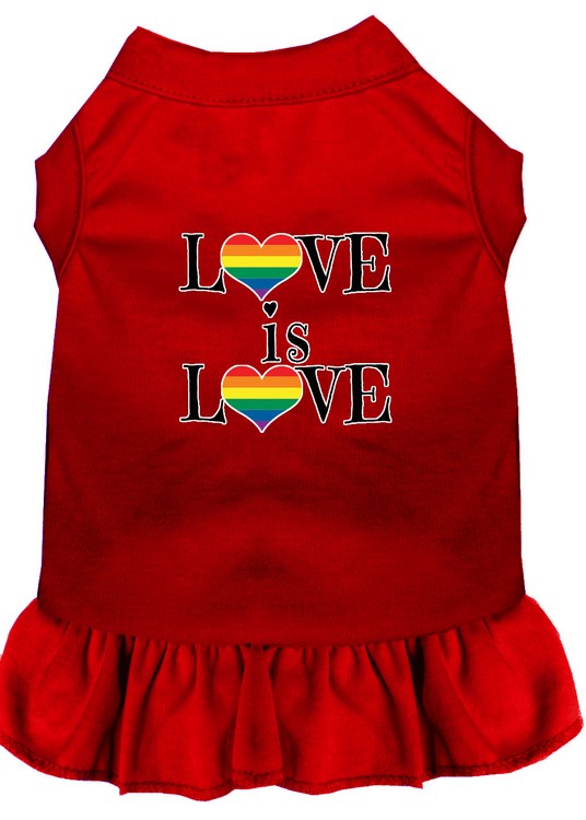 Love is Love Screen Print Dog Dress Red XXL